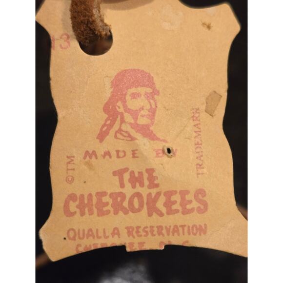 Vintage Polished Gunpowder Horn Leather Strap Cherokee Reservation - Picture 2 of 5